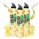 Rabeko Zero Kochspray kalorienarm | BUTTER | 800 Portionen,2 kcal pro Sprühstoß| Pfannenspray zum Braten, Grillen & Backen| ohne Zusätze, ohne Zucker|Gluten und Laktosefrei 3 x 200ml