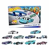 Hot Wheels Spielzeugautos, 10er-Pack mit Rennautos, enthält Corvette, Lamborghini, McLaren und Hot Wheels Originals im Maßstab 1:64, HYM96 (Verpackung kann variieren)