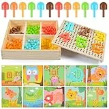 FGen Mosaik Steckspiel für Kin-der, Mosaik Bastelset Kin-der, Bastelset mit 240 Steckperlen 10 Bilder, Montessori Spielzeug für Kin-der ab 2 3 4 5 Jahre