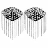 Fenical Schulterklappe Quaste Niet Schulter Brosche Halloween Schulterklappen Kostüm Punk Cosplay Epauletten für Frauen Männer 1 Paar - Silber