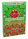 CAPTAIN PLAY Doppel-Kirsch Adventskalender, 24 Kirsch Lollis als Retro Süßigkeiten Geschenkidee im Weihnachtskalender mit 324g