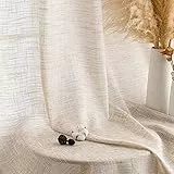 MIULEE Vorhang Gardinen Leinen mit ösen Voile Vorhänge Leinenoptik Gardinen Wohnzimmer Modern Fensterschal Kinderzimmer küchengardinen Schlaufenschal 2er Set 140x245 cm Natur