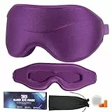 Schlafmaske Frauen Herren, Schlafbrille Damen bequem 3D Schlafmasken mit verstellbarem Stirnband und Ohrstöpsel, Atmungsaktiv Schlafbrille Herren bequem wiegt nur 35 g,Augenmaske Sleep Mask für Reisen