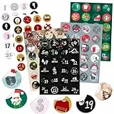 KOHMUI Adventskalender Zahlen Aufkleber, 6 x 24 Adventskalenderzahlen Sticker Set für Weihnachten Kalender zum selber basteln und Verzieren, Adventszahlen Geschenkaufkleber Etiketten selbstklebend