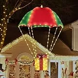 Geemoo Weihnachtsbeleuchtung Außen Batterie, 85cm LED Geschenkbox Fallschirm Lichterkette Batterie mit Timer, 8 Modi, Wasserdicht Lichterkette für Weihnachtsdeko Innen Aussen Fenster, Warmweiß