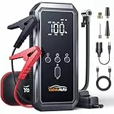 5000A Auto Starthilfe, YaberAuto Starthilfe Powerbank mit 150PSI Kompressor, 21,800mAh Powerbank mit 300 Lumen Notlicht, 4 in 1 Powerbank als Starthilfe mit LCD Bildschirm, YA70