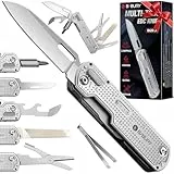 BIBURY Vatertagsgeschenk für Papa, Taschenmesser EDC Multitool Edelstahl, Geschenke für Männer, Geburtstagsgeschenk für Männer, Männergeschenke für Papa, Klappmesser Messer Outdoor für Camping Wandern