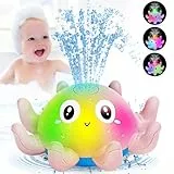 Jovicos Badewannenspielzeug, Oktopus Spray Wasserspielzeug mit Licht, Badespielzeug Baby ab 1 Jahr, Badewann Spielzeug Kinder Geschenk (Rosa)