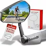 WITTKOP Fahrradspiegel | Großes HD Sichtfeld | 360° Dreh- & Einklappbar | Montage Ober- & Unterhalb | Bruchfest & Langlebig | Konvexer Rückspiegel für Fahrrad, E-Bike (Montage am Lenkrende, Einzel)