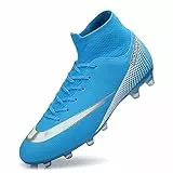 Unitysow Fußballschuhe Herren High Top Spike Cleats Outdoor Athletics Trainingsschuhe Fußball Stiefel,T2150 Blau,EU41