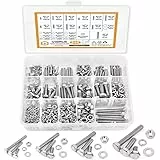 VIGRUE 535 Stück M3 M4 M5 M6 Sechskantschrauben Edelstahl A2 Schrauben Set mit Muttern Unterlegscheiben DIN933 Bolzen Vollgewindeschrauben Maschinenschrauben Gewindeschrauben zur Reparatur
