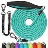 Aystkniet Schleppleine 3M 5M 10M 15M 20M 30M Hundeleine mit Abnehmbare Elastische Kordel | Abschließbarer Haken | Gepolsterter Griff, Langlaufleine Trainingsleine für Mittlere Große Hunde