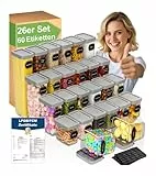 Homhut Vorratsdosen mit Deckel Luftdicht, 26er Vorratsbehälter mit Deckel, Aufbewahrungsbox Küche Aufbewahrung, Luftdichte Vorratsdosen, Vorratsdose für Mehl Zucker Müsli