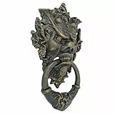 Design Toscano Vecchio-Blattmaske, Authentischer Bronze-Türklopfer, 38 cm, Grünspan