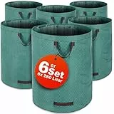 GARDEBRUK® Gartenabfallsack 6x280 Liter 50 kg Belastbarkeit doppelte Nähte 3 stabile Griffe robust abwaschbar Garten Rasensack Gartentasche Laubsack