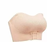 HULKAY 2024 Damen-BH, ohne Träger, Bügel, nahtlos, Top, BH, vorne, Schnalle, rutschfest - Beige, M, L, XL, 2XL