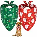 SZEE 2 Stück Hundehalstuch Weihnachten,Hunde Bandana-Festliches Halstuch für Hunde & Katzen mit Santa- und Tannenbaum-Motiv, Weiches Kopftücher Waschbarer Hundehalstücher, Ideale Haustiergeschenk, XL