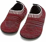 BARFULKER Hausschuhe Kinder Jungen Lauflernschuhe Mädchen Hüttenschuhe Baby Pantoffeln Bequem Leicht Rutschfeste Kleinkinder Lauflernschuhe Turnschläppchen Barfußschuhe Slippers(Rot,26/27 EU)