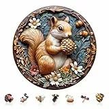 Jigfoxy Holzpuzzle Erwachsene, Eichhörnchen Holz Puzzle Erwachsen,Einzigartiges Holztierpuzzle, Familie und Freunde L-34 * 34cm-270pcs
