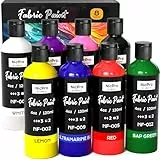 Nicpro 8 Farben Permanente Textilfarbe(120 ml/Flasche) – Sanfte Stofffarbe für Kleidung, ungiftige textilfarbe waschmaschinenfest für Stoff, Bastelarbeiten, T-Shirts, Schuhe, Jeans, Taschen, Leinwand