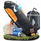 ACTIVE SPARK StarNap Schlafsack - Nie mehr kalte Füße Dank Taschenwärmer-Tasche - 3 Jahreszeiten - Schlafsack Camping, Sleeping Bag - Winddicht, wasserabweisend & atmungsaktiv - Schlafsack Sommer