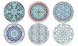 BOHORIA Premium Design Untersetzer 6er Set Dekorative Untersetzer fur Glas, Tassen, Vasen, Kerzen auf ihrem Holz-, Glas- oder Stein- Esstisch Boho Edition,Orient