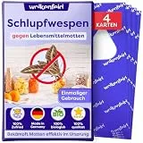 Wolkenfeld Schlupfwespen gegen Lebensmittelmotten – 4 Karten mit 1 Lieferung – Effektive & Chemiefreie Mottenbekämpfung – Natürliche Alternative zu Mottenfallen, Sprays & Pheromonfallen