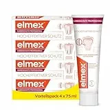 elmex Kariesschutz Professional Zahnpasta, 4x75ml – medizinische Zahnreinigung für hochwirksamen Kariesschutz – mit patentiertem Zuckersäuren-Neutralisator