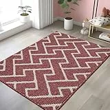 Biscpro Teppich Läufer,80x120cm Teppich läufer Waschbar rutschfest Pflegeleicht Teppichläufer für Wohnzimmer,Flur,Küche,Büro,Schlafzimmer-Rot