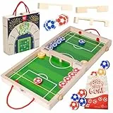 Nene Toys Sling-Puck-Spiel – Familienspiel für Kinder & Erwachsene – Fußball-Brettspiel aus FSC-Holz für Jungen Mädchen ab 4 Jahren – Geschicklichkeitsspiel 2 Spieler – Reisespiel im Tischfußball-Stil