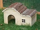 Kerbl Pet Häuschen Welle Nature, Kleintierhaus, Nagerhaus, 40x25x25cm, Holz, Hasen, Kaninchen, Meerschweinchen, Hamster, zum Annagen, vormontiert