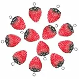 Lusofie 12 Pcs Erdbeer Anhänger 3D Erdbeer Accessoires Harz Schmuckset Erdbeere Erdbeerohrringe Dekoration Rote mit Grünen Blättern Für Rucksack Ohrringe Armbänder Halsketten