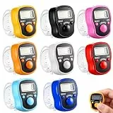 DAJASD Digitaler Fingerzähler, 8 Stück Reihenzähler Stricken mit LED Licht & Verstellbarer Fingerring, Elektronische Handzähler, Finger Zähler, Mini Finger Zähler für Sport Golf, Stricken, Weben
