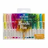 Ecoline Brush Pen-Set mit 30 flüssigen Aquarellstiften – Ergänzungsfarben | Mischbare Pinselstifte für Handlettering, Zeichnen und Basteln