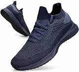 Giniros Sneaker Herren Schuhe Laufschuhe Slip on Sportschuhe Turnschuhe Freizeit Walkingschuhe Straßenlaufschuhe Tennis Fitness Leichtgewichts Atmungsaktiv Dunkelblau 45EU