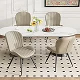 Hawthyhome Esszimmerstühle 4er Set, Küchenstuhl, Stuhl Esszimmer Wohnzimmer, ergonomischer Sessel, Armlehnstuhl, Polsterstuhl, Wasserdichtes Material,Metallbeine, Beige