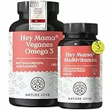 NATURE LOVE® Hey Mama Schwangerschaftsvitamine - von Kinderwunsch bis Stillzeit - 3 Monate Reichweite - Folsäure, Omega 3, Vitamine, Mineralstoffe - vegan - laborgeprüft & in Deutschland produziert