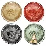 MamboCat 4tlg Set Perfetto Pizzateller Ø 31,5 cm I Porzellan-Teller je 1x in Gelb, Grün, Rot & Schwarz I ideal für Pizza, Flammkuchen & mehr I große Servierplatte mit Dekor & Schrift