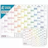 Häfft® Wandkalender 2026 A2 gefalzt (59,4 x 42 cm) 'Rainbow' Wandplaner mit Ferien- und Feiertags-Übersicht, inkl. Gratis A3 + A4 Kalender - nachhaltig & klimafreundlich