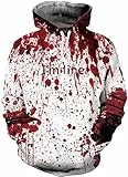 ALISISTER Unisex 3D Druck Hoodies Kapuzenpullover Furchtbar Bloody Digital Pullover Hoody Sweatshirt Langarm Halloween Party Kapuzenjacken mit Fleece-Innenseite L