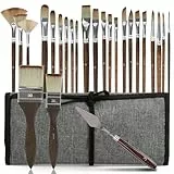 YOPEUC 25 Stück Pinselset Acrylfarben,Nylon Haar Künstler Acryl Bürste,Synthetisches Künstlerpinsel mit Aufbewahrungstasche,Acrylpinsel Set für Acryl, Aquarell Öl,Gouache