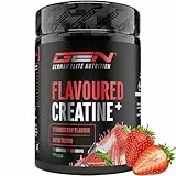 Flavoured Creatine Pulver - 550g - Creatin Monohydrat + L-Taurin - Mikronisiertes Kreatin mit Geschmack - Ohne Zucker & Top Löslichkeit - Vegan (Strawberry)