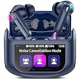 Touchscreen Bluetooth Kopfhörer, 2026 In Ear Kopfhörer Kabellos Bluetooth 5.4 mit ANC+ENC Noise Cancelling Mic, 48Std Spielzeit Tiefer Bass Earbud mit 5 EQ-Modi, IP7 Wasserdicht Ohrhörer USB-C Blau