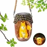 Herefun Gartenfiguren, Gartendeko Eichhörnchen Solar Leuchte, LED Solarbetriebenen Lampen Dekoration, LED Gartenleuchte mit aus Kunstharz Wasserdicht für Draußen Gartenfigur, Balkon