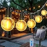 LED Lichterkette Aussen Solar, 10M Lichterketten 25 +2 G40 Glühbirnen Garten Beleuchtung mit Fernbedienung Timer Auto Ein/Aus Wasserdicht Lichterketten für Terrasse Hochzeit Balkon