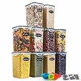YASHE Vorratsdosen mit Deckel, Luftdicht Vorratsdosen Set, Satz von 10 * 1.5L, Kunststoff BPA-freie, Frischhaltedosen mit Deckel für trockene Lebensmittel, Müsli, Mehl und Zucker