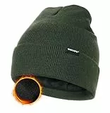 Wmcaps Klassische Mütze Herren Damen, Warm Fleece Wintermütze Strickmütze Winter Warme, Weich Stretchy, Atmungsaktiv Unisex Beanie für Damen Herren Geschenke für Männer Frauen, Armeegrün