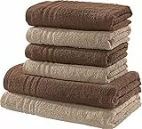 REDBEST Handtuchset, Frottierset New York 2-farbig 6-TLG. braun-beige - leichte, weiche Qualität, saugstark, sehr strapazierfähig, 100% Baumwolle