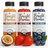 ONHA Bubble Tea Perlen Set - 3er Pack Bubble Tea Set mit Popping Boba Fruchtperlen - fruchtige Tapioka Perlen Bubble Tea servierfertig - 100% vegan und glutenfrei - Erdbeere, Maracuja, Blaubeere