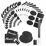 com-four® 150-teiliges Tafelstickerset - vielseitiges Etikettenset mit Kreidestickern, Kreidestiften und Abwischschwämmchen (Tafeletikettenset 150-tlg.)